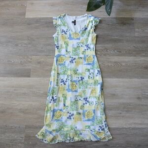 Digital flower print blue maxi dress